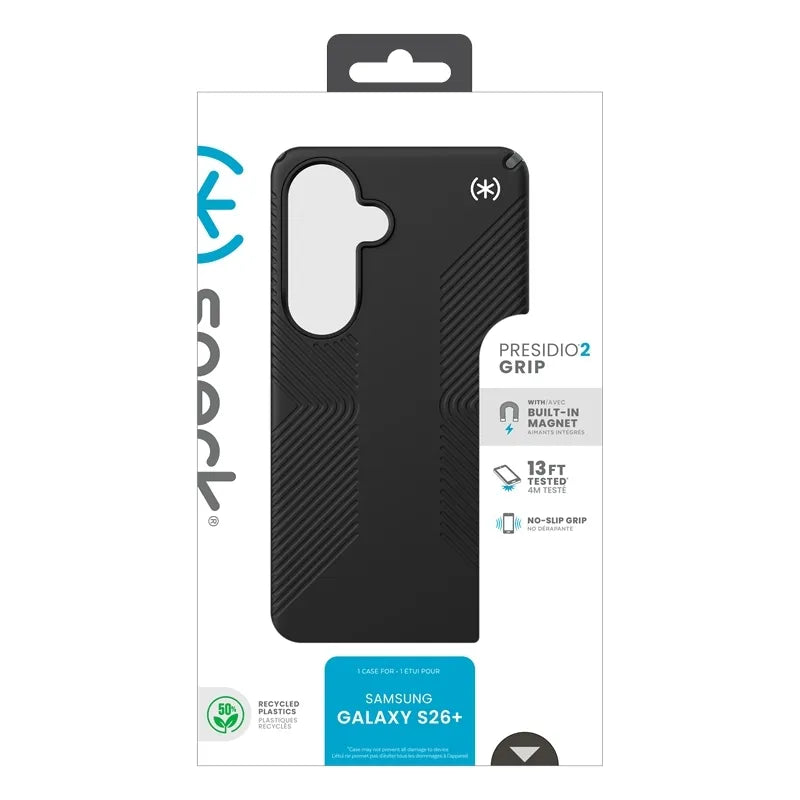 Speck Presidio2 Grip Magnet - Samsung Galaxy S26+ MagSafe dėklas (juodas/pilkas/baltas)