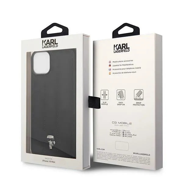 Karl Lagerfeld Quilted Puffy Ikonik Pin - dėklas iPhone 14 (juodas)