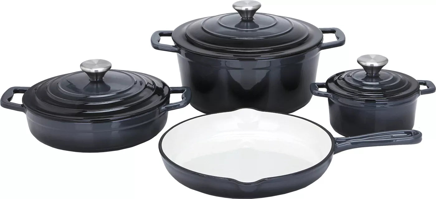 CS Kochsysteme XANTEN ketaus puodų ir keptuvės rinkinys su dangčiais, 7 dalių