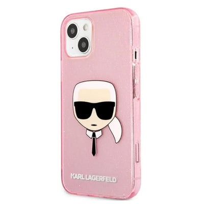 Karl Lagerfeld Karl’s Head Glitter – dėklas iPhone 13 Mini (rožinis)