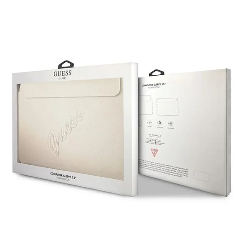 Guess Saffiano Script nešiojamojo kompiuterio dėklas - 13" (auksinis)