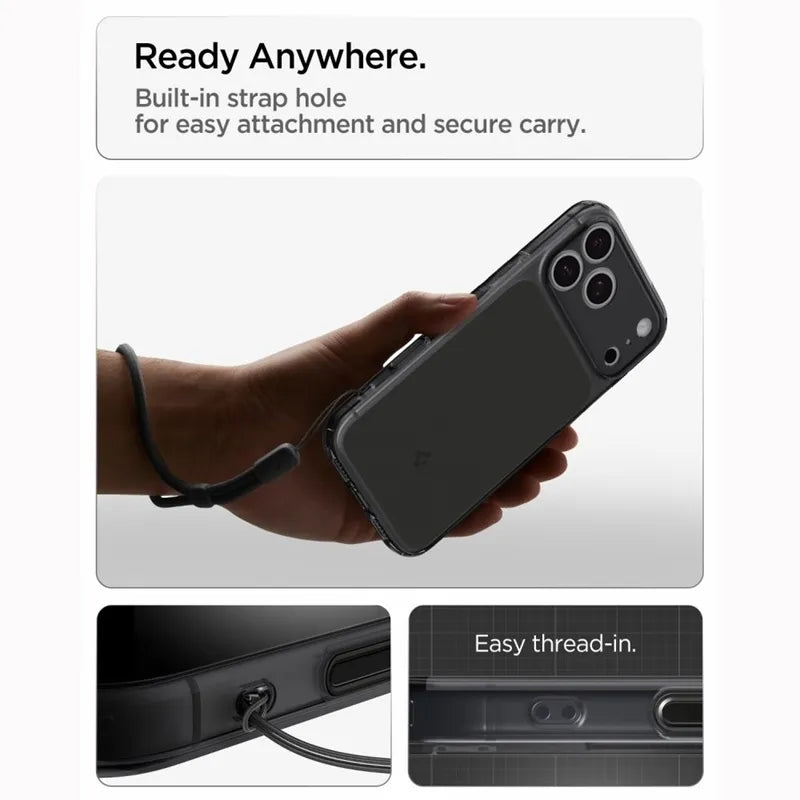 Spigen Ultra Hybrid T Mag MagSafe – dėklas, skirtas iPhone 18 Pro / 17 Pro (matinė juoda)