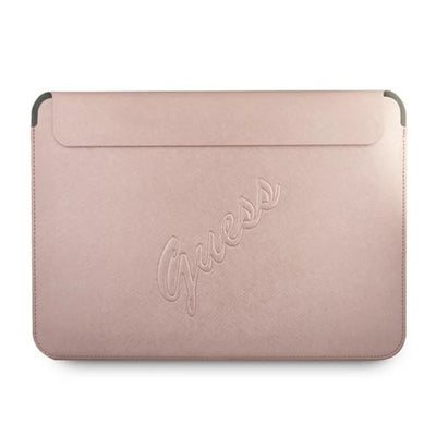 Guess Saffiano Script kompiuterio dėklas - 13 colių nešiojamojo kompiuterio dėklas (rožinis)