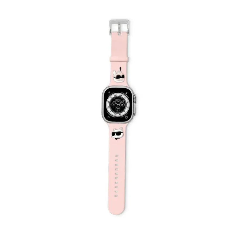 Karl Lagerfeld 3D Rubber Karl & Choupette Heads NFT – dirželis Apple Watch 38/40/41 mm (rožinis)