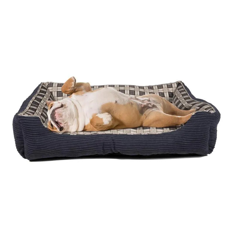 Minkšta šunų lova sofa 75 x 58 x 19 cm, L dydis (tamsiai mėlyna)