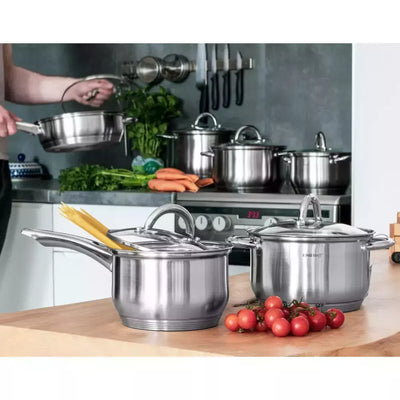 Kinghoff 12 dalių puodų ir keptuvės rinkinys, nerūdijantis plienas KH-4450