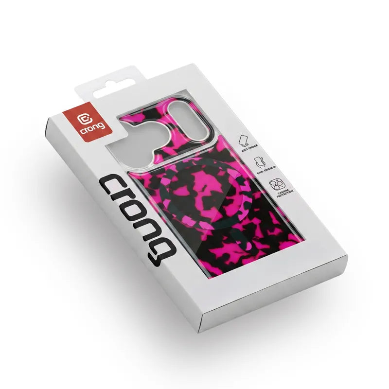 Crong Deluxe MAG Cover – iPhone 17 MagSafe dėklas (Pink Tortoise)