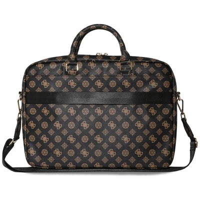 Guess 4G Peony Front Pocket Zipper Triangle Logo - nešiojamojo kompiuterio krepšys 16" (juodas)