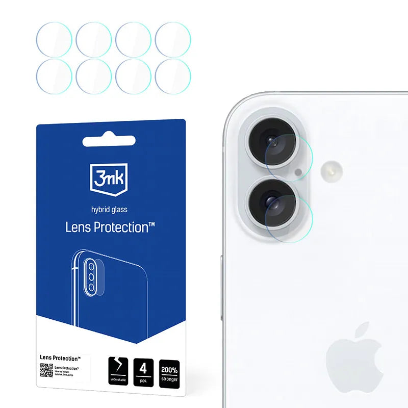 3mk Lens Protection – fotoaparato objektyvo stiklas, skirtas iPhone 16 Plus (4 rinkiniai)