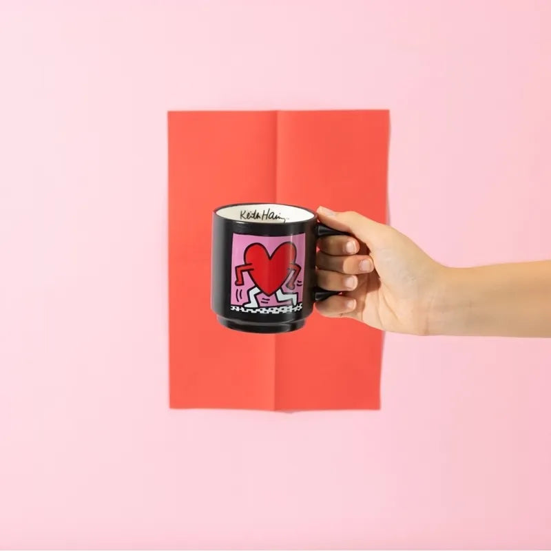 Keith Haring – 4 keraminių puodelių rinkinys su stovu, 300 ml