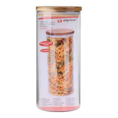Alpina – stiklinis indas su dangteliu, 1250 ml, 9,5 x 21 cm