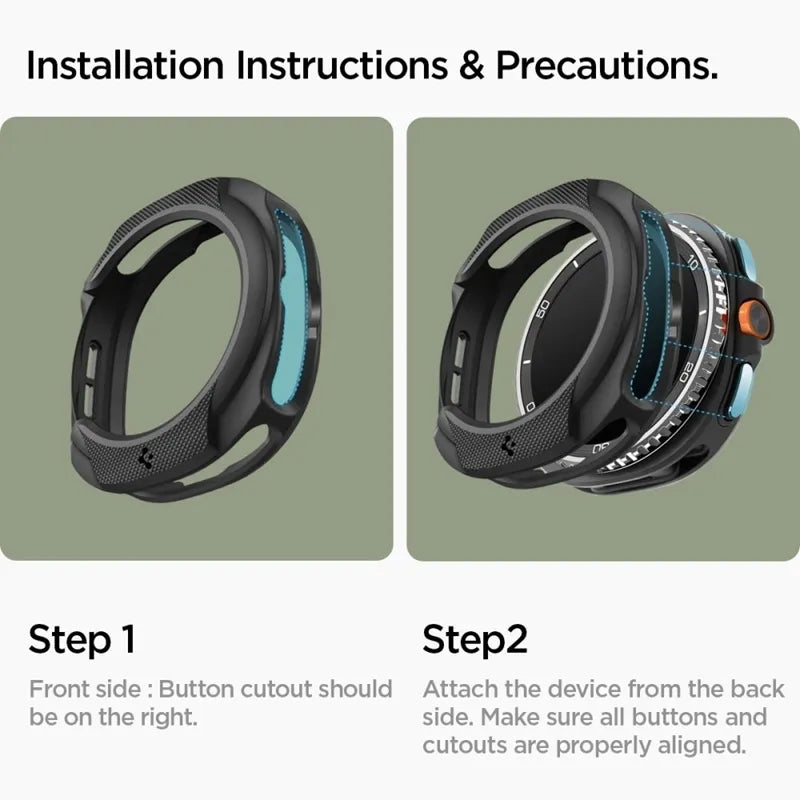 Spigen Liquid Air – dėklas Samsung Galaxy Watch 8 Classic 46 mm (matinė juoda)
