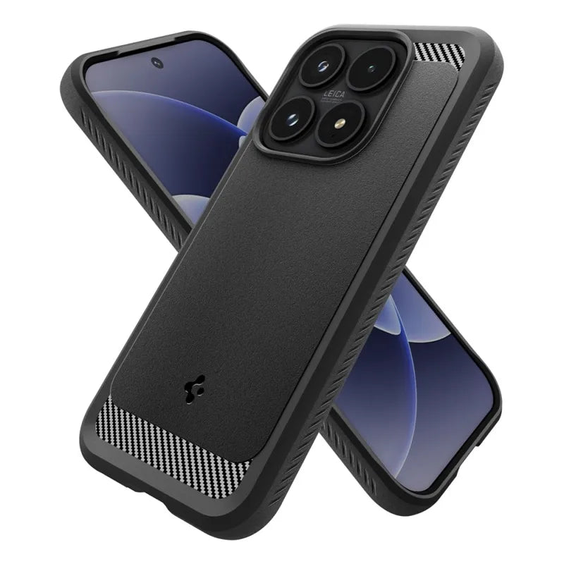 Spigen Rugged Armor – Dėklas, skirtas Xiaomi 17 (Matinė juoda)