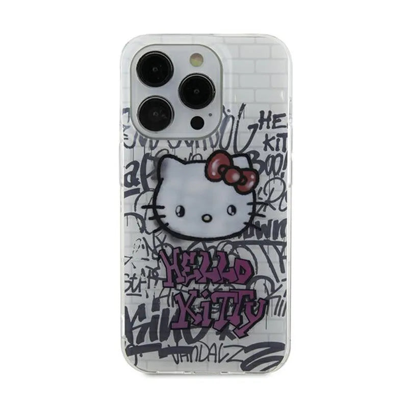 Hello Kitty IML Kitty On Bricks Graffiti – dėklas iPhone 15 (baltas)