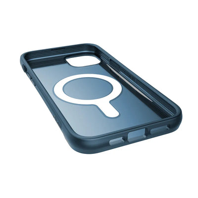 X-Doria Raptic Clutch MagSafe – biologiškai skaidus dėklas, skirtas iPhone 14 Plus (atsparus kritimui iš 3 m) (tamsiai mėlyna)