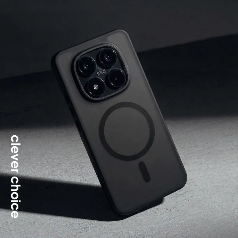 Crong Hybrid Matte Magnetic – MagSafe dėklas telefonui Xiaomi Redmi Note 15 Pro+ (juodas)