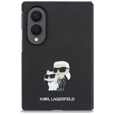 Karl Lagerfeld Saffiano Karl & Choupette Pin - Samsung Galaxy Z Fold 8 dėklas (juodas)