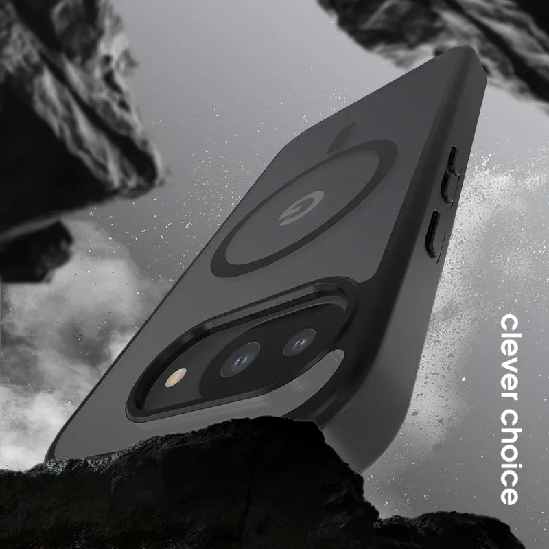 Crong Hybrid Matte Magnetic – MagSafe dėklas, skirtas Google Pixel 10a (juodas)