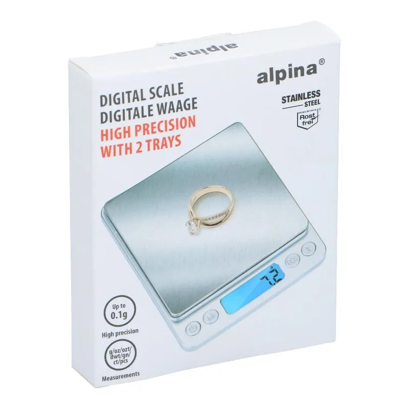 Alpina – Precizinės skaitmeninės svarstyklės su 2 padėklais