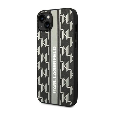 Karl Lagerfeld Monogram Stripe – dėklas iPhone 14 Plus (pilkas)