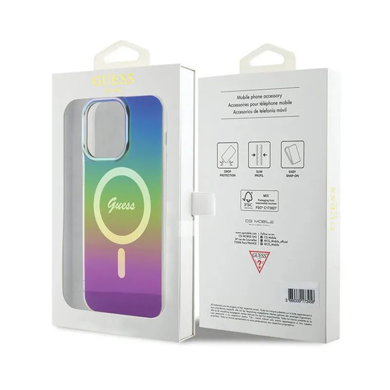 Guess IML Iridescent MagSafe – dėklas iPhone 15 Max (spalvotas)