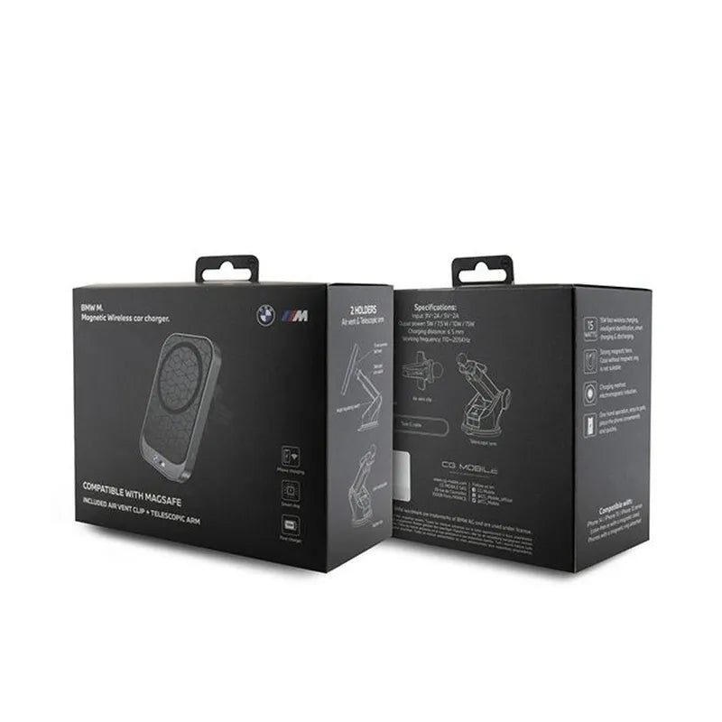 BMW MagSafe M Edition - Magnetinis automobilinis laikiklis su 15W belaidžiu įkrovimu (juodas)