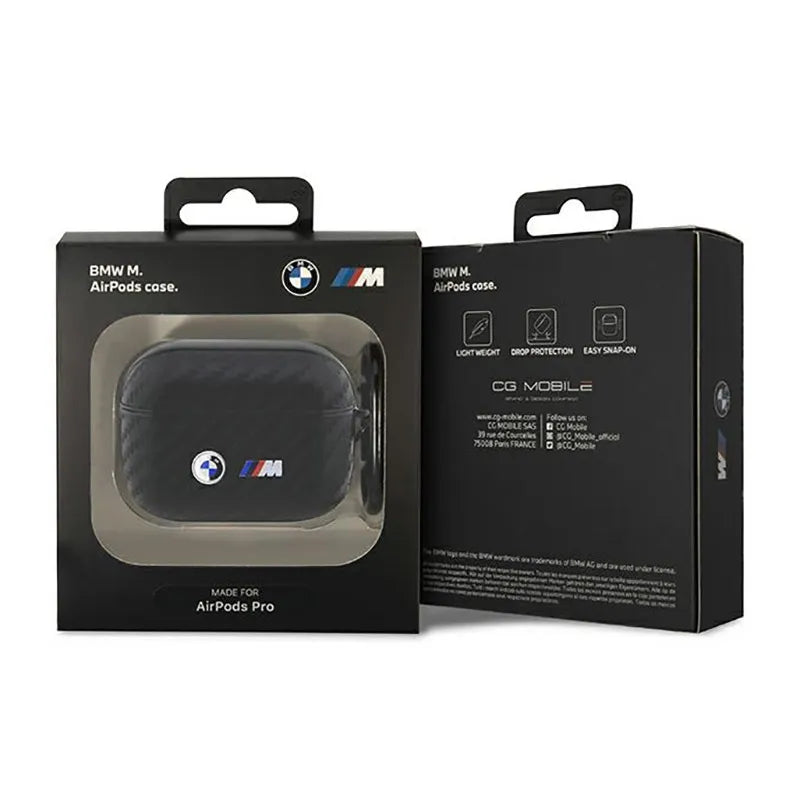 BMW Carbon Double Metal Logo – dėklas Apple AirPods Pro (juodas)