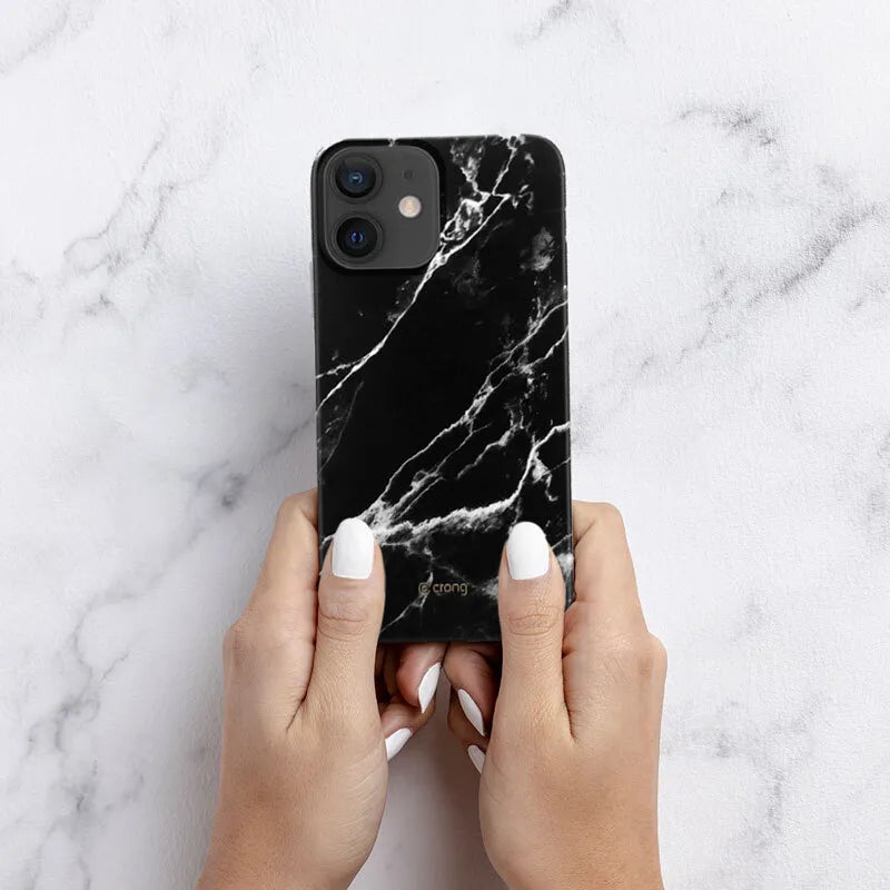 Crong Marble Case – iPhone 12 Mini dėklas (juodas)