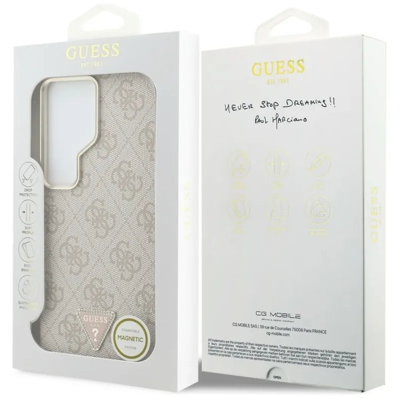 Guess 4G Triangle Logo MagSafe – Dėklas Samsung Galaxy S26 Ultra (rožinis)