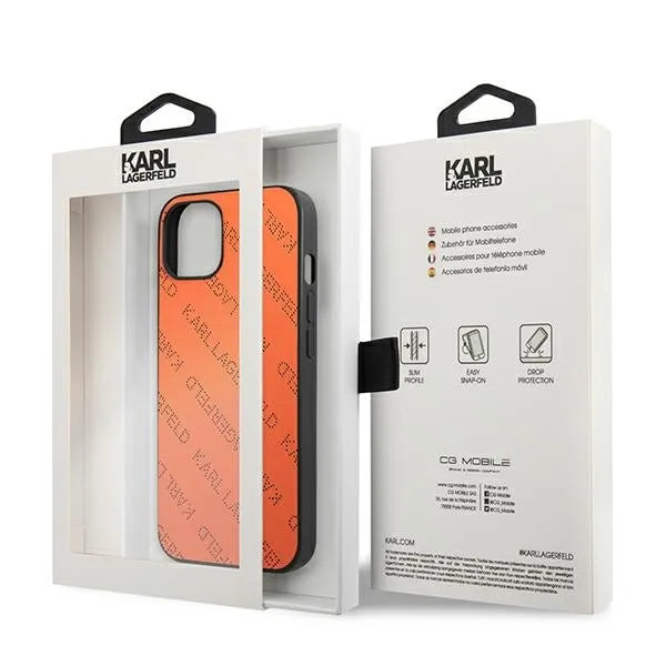 Karl Lagerfeld Perforated Allover – dėklas iPhone 13 mini telefonui (oranžinis)