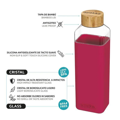 Quokka Storm – Stiklinis vandens butelis 700 ml (bordo)