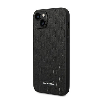 Karl Lagerfeld Saffiano Mono Metal Logo – dėklas iPhone 14 Plus (juodas)