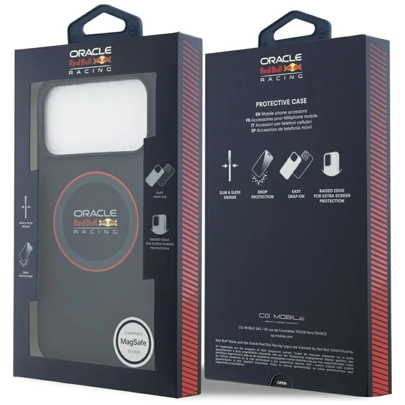 Red Bull Silicone Red Ring MagSafe – iPhone 17 Pro Max dėklas (tamsiai mėlynas)