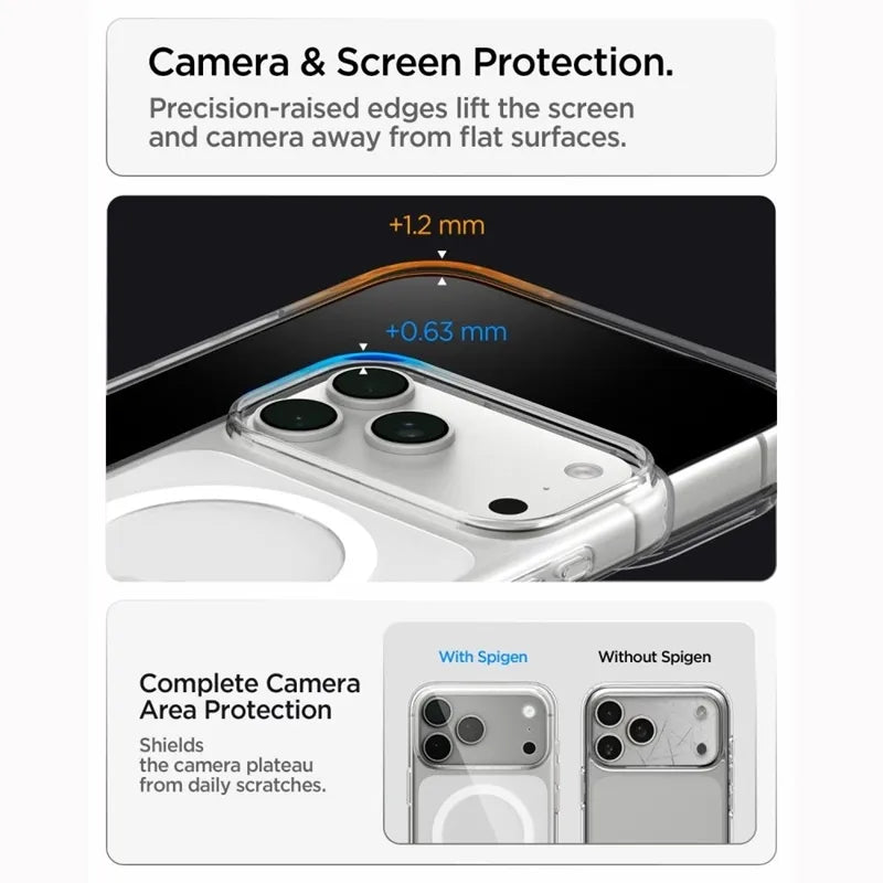 Spigen Liquid Crystal Mag MagSafe – dėklas, skirtas iPhone 18 Pro Max / 17 Pro Max (skaidrus / baltas)