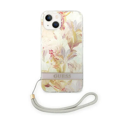 Guess Flower Cord – dėklas iPhone 14 Plus telefonui (violetinis)