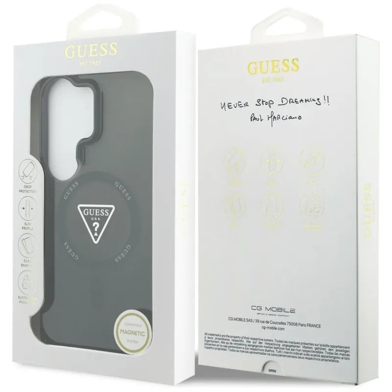 Guess IML Gradient Triangle MagSafe – Samsung Galaxy S26 Ultra dėklas (juodas)