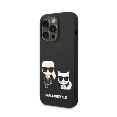 Karl Lagerfeld Liquid Silicone Karl & Choupette MagSafe – dėklas iPhone 14 Pro (juodas)