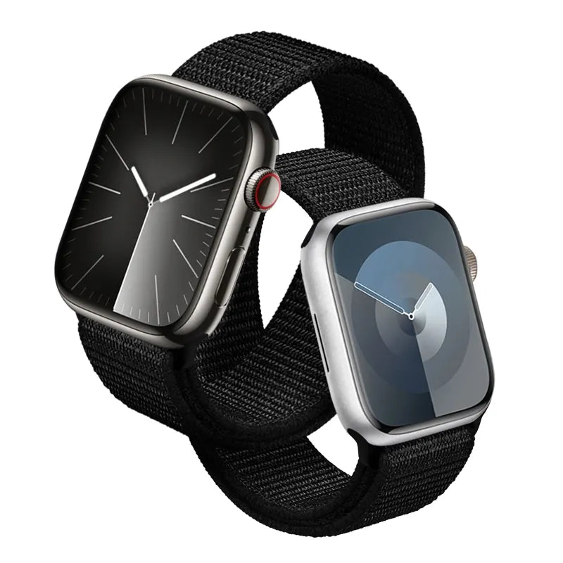 Crong Nylon Reflex – sportinis dirželis Apple Watch 38/40/41/42 mm (juodas)