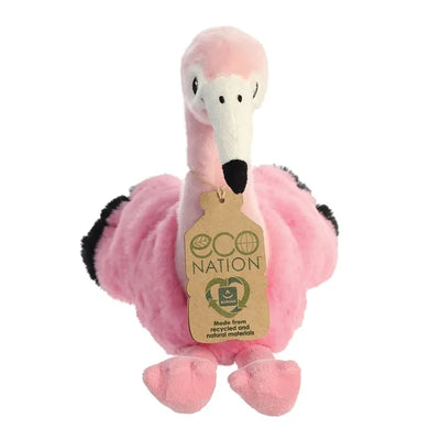 Eco Nation – Pliušinis žaislas / Jaukus sėdintis flamingas 27 cm ekologiškas