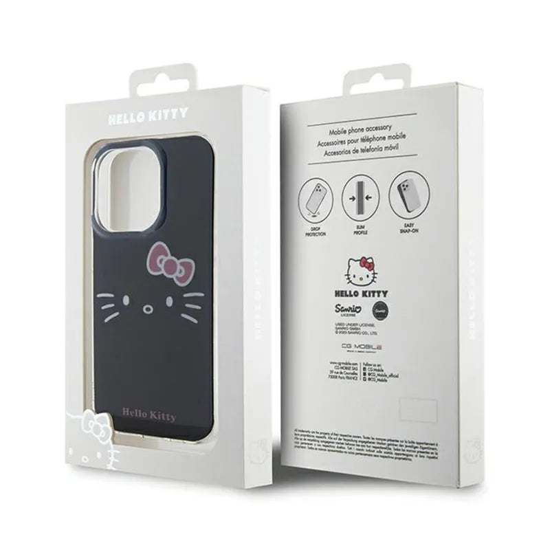 Hello Kitty IML Kitty Face dėklas, skirtas iPhone 15 Pro Max (juodas)
