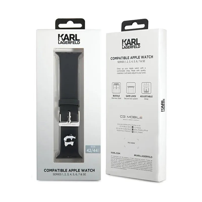 Karl Lagerfeld 3D Rubber Choupette Head NFT – dirželis „Apple Watch“ 42/44/45/49 mm (juodas)