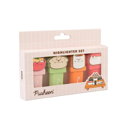 Pusheen – žymeklių rinkinys, 4 spalvos su 3D sušių ritinėlio antgaliais