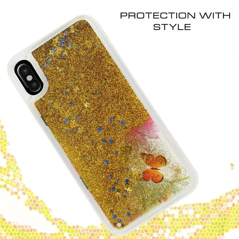 Zizo Liquid Glitter Star dėklas, skirtas iPhone X (drugeliai)