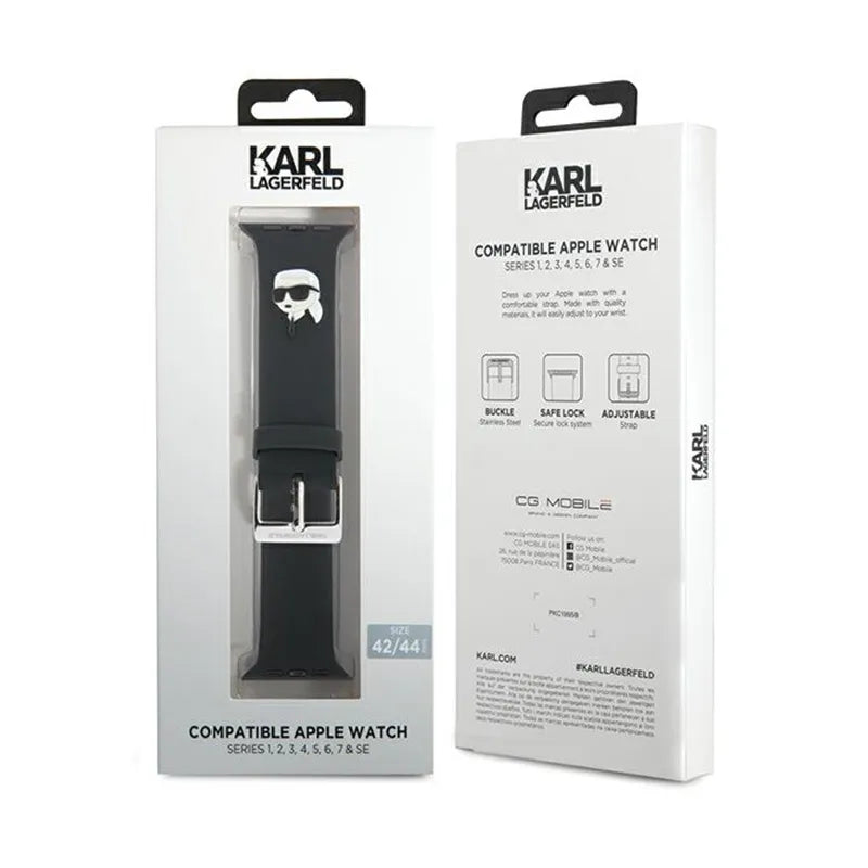 Karl Lagerfeld 3D Rubber Karl Head NFT dirželis Apple Watch 42/44/45/49 mm laikrodžiams (juodas)
