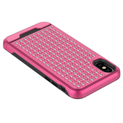 Zizo Star Diamond hibridinis dėklas, skirtas iPhone X (rožinė/juoda)