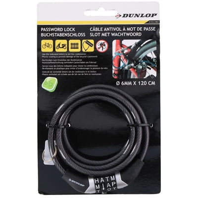 Dunlop – dviračio spyna su kodiniu užraktu (juoda)