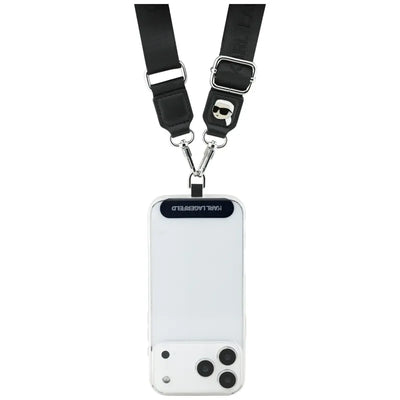 Karl Lagerfeld Universal Crossbody Strap Tether Patch Karl Metal Logo – Universalus telefono dirželis / virvelė (juodas)