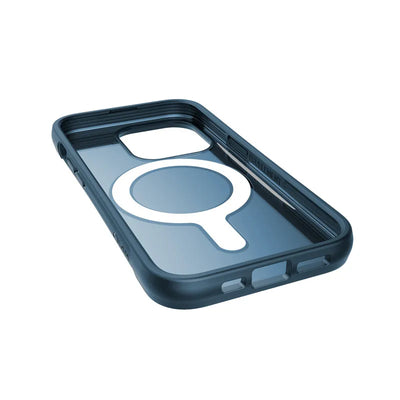 X-Doria Raptic Clutch MagSafe – biologiškai skaidus dėklas, skirtas iPhone 14 Pro (atsparus kritimui iš 3 m aukščio) (Marine Blue)