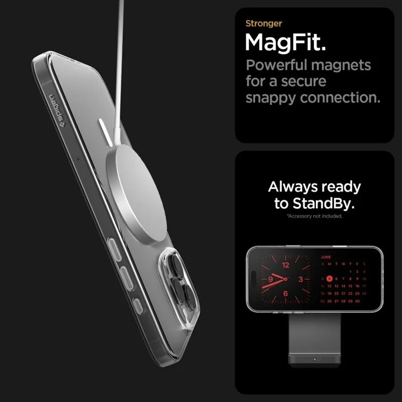 Spigen Thin Fit T Mag MagSafe – dėklas iPhone 16 Pro (skaidrus / baltas)