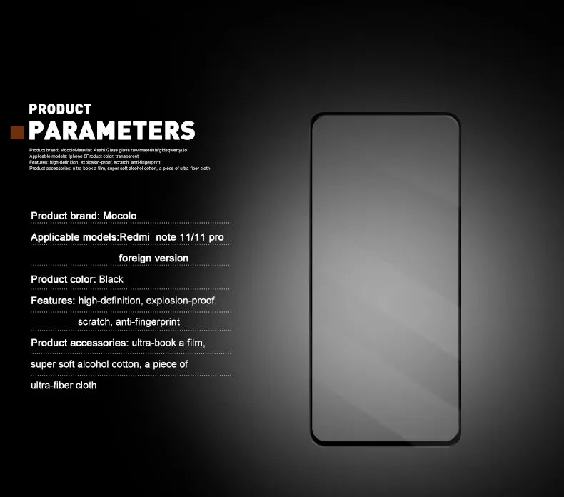 Mocolo 2.5D Full Glue stiklas - apsauginis stiklas, skirtas Xiaomi Redmi Note 11 Pro / Note 11 Pro Plus